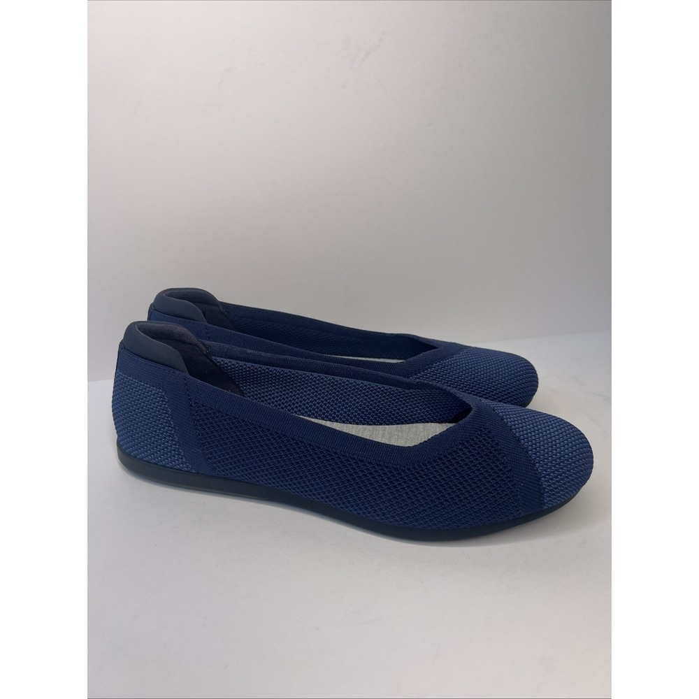 Clarks Cloudsteppers Womens 8.5M Navy Knit Ballet Flats Cushion Soft NWOT - Picture 3 of 16